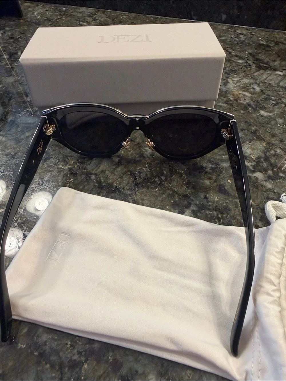 DEZI Black Cat-Eye Sunglasses for Women - Glossy Black Frame Charge it style
